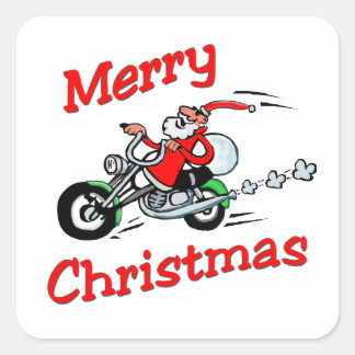 Motorcycle Santa Square Sticker