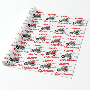 Motorcycle Santa Wrapping Paper