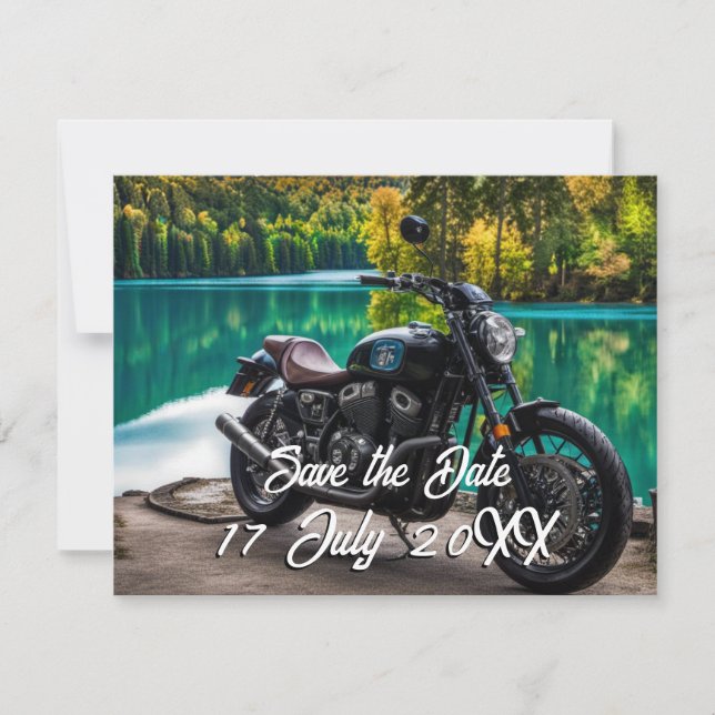  Motorcycle Save the Date Announcement Postcard (Front)