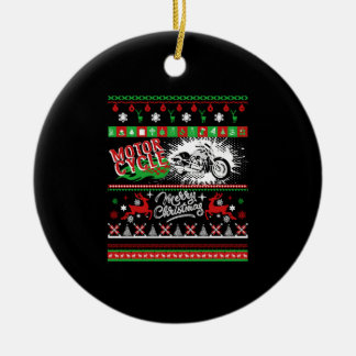 Motorcycle Shirt - Motorcycle Christmas Shirt Ceramic Ornament