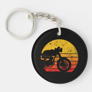 Motorcycle Shirt Vintage Retro T-Shirt for Cafe Ra Key Ring