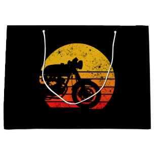 Motorcycle Shirt Vintage Retro T-Shirt for Cafe Ra Large Gift Bag