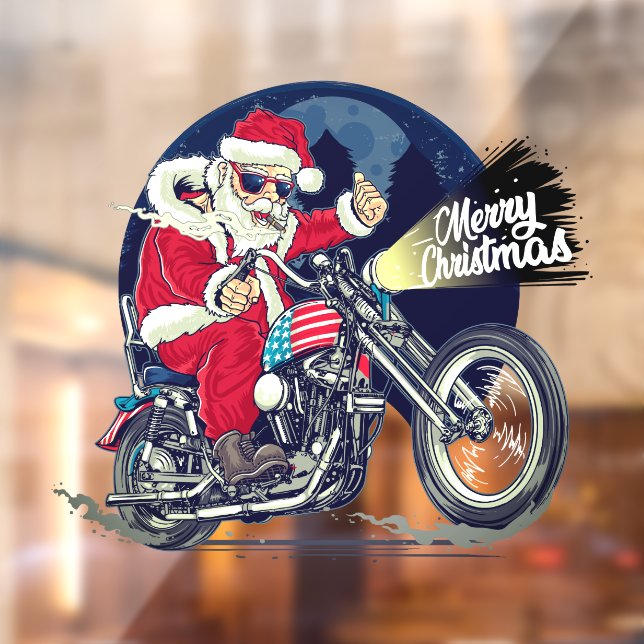 Motorcycle Shop Chopper Riding Santa Claus Cigar (Sheet 2)