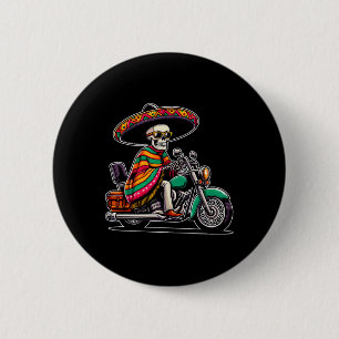 Motorcycle Skeleton Biker Mexican Sombrero Cinco D 6 Cm Round Badge