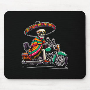 Motorcycle Skeleton Biker Mexican Sombrero Cinco D Mouse Pad