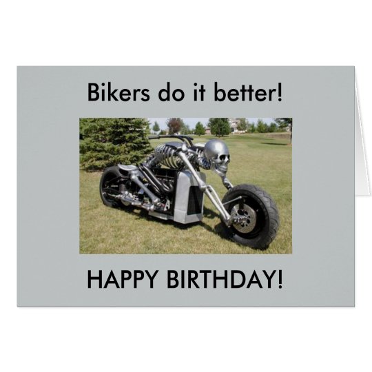 Motorcycle skeleton birthday card