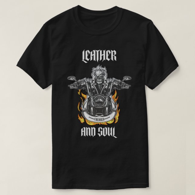Motorcycle Skeleton With Flames T-Shirt (Design Front)