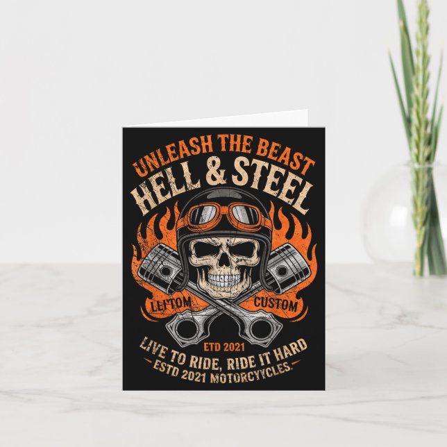 Motorcycle Skull And Ston Crossbones For Men Biker Card (Front)