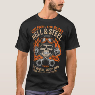 Motorcycle Skull And Ston Crossbones For Men Biker T-Shirt