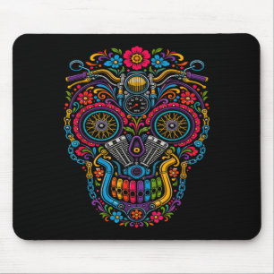 Motorcycle Skull Biker Sugar Skull Engine Art Mouse Pad
