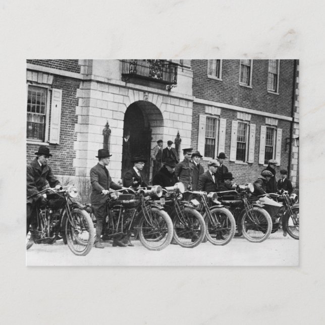 Motorcycle Squad, early 1900s Postcard (Front)