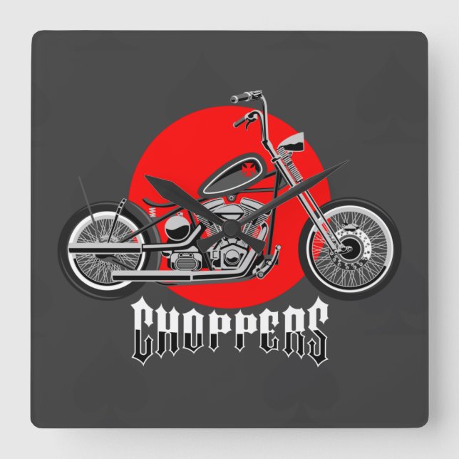 Motorcycle Square Wall Clock (Front)