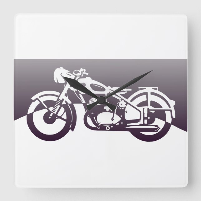 Motorcycle Square Wall Clock (Front)