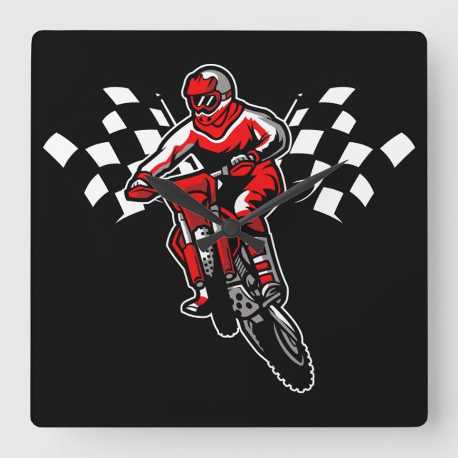 Motorcycle Square Wall Clock (Front)