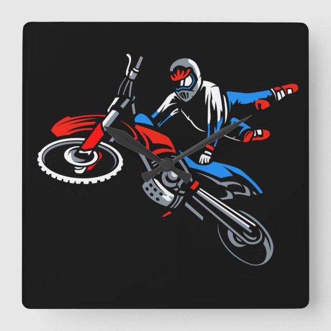 Motorcycle Square Wall Clock (Front)