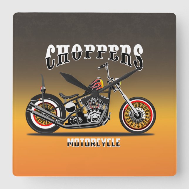 Motorcycle Square Wall Clock (Front)