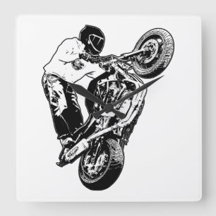 Motorcycle square wall clock