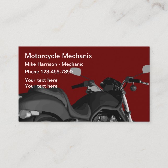 Motorcycle Theme Mechanic Business Cards (Front)