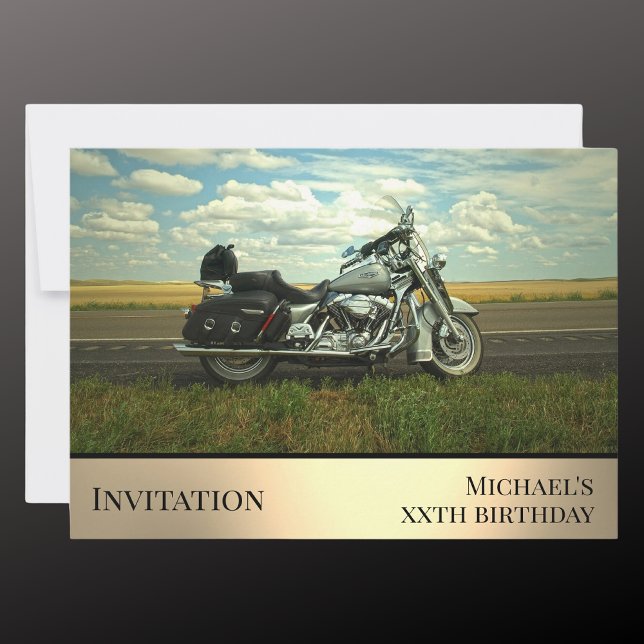 Motorcycle-themed birthday event photo Invitation (Creator Uploaded)
