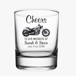 Motorcycle Themed Wedding Date Favours Whiskey Glass