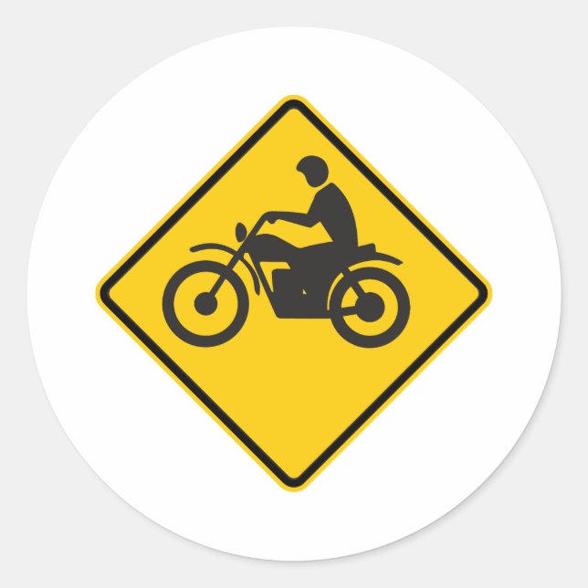 Motorcycle Traffic Highway Sign Classic Round Sticker (Front)