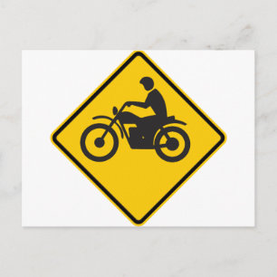 Motorcycle Traffic Highway Sign Postcard