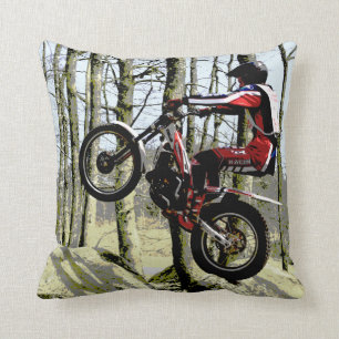 Motorcycle trials rider square cushion