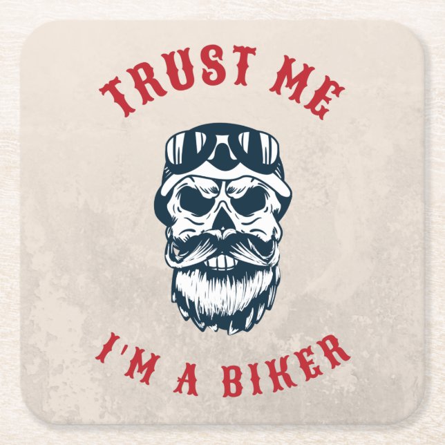 Motorcycle Trust me i'm a biker Square Paper Coaster (Front)