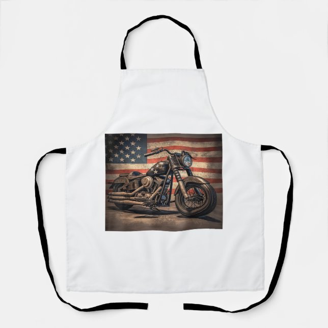 Motorcycle USA Flag Retro Biker Apron (Front)