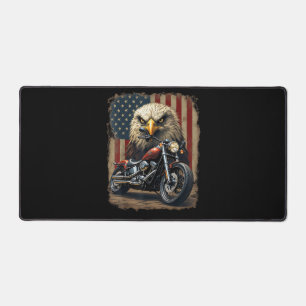 Motorcycle USA Flag Retro Biker Chopper Desk Mat