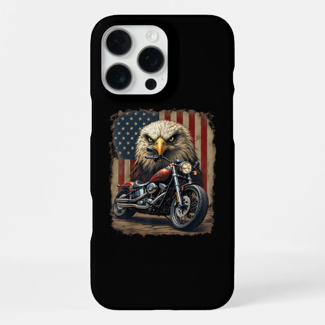 Motorcycle USA Flag Retro Biker Chopper iPhone Case (Back)