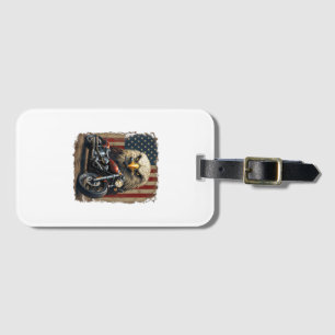 Motorcycle USA Flag Retro Biker Chopper Luggage Tag
