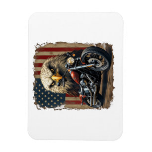 Motorcycle USA Flag Retro Biker Chopper Magnet
