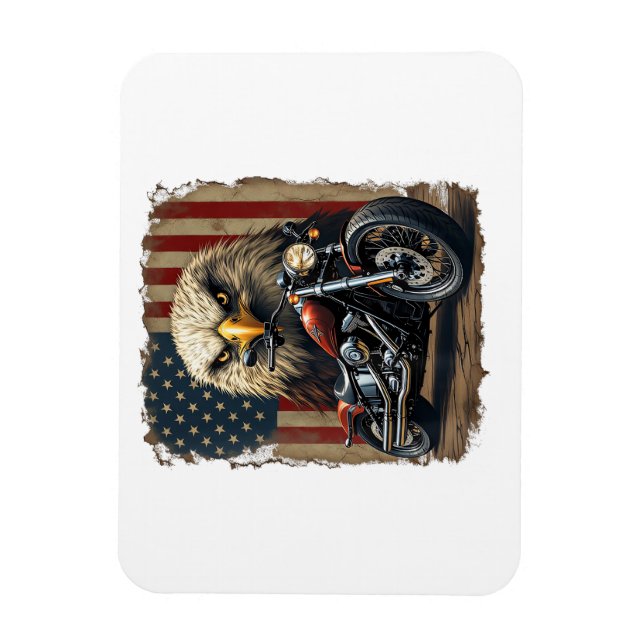 Motorcycle USA Flag Retro Biker Chopper Magnet (Vertical)