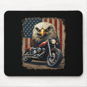 Motorcycle Usa Flag Retro Biker Chopper Mouse Pad