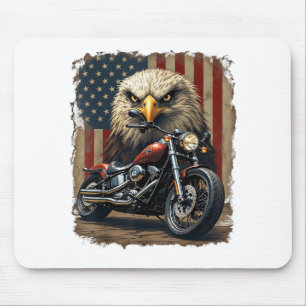 Motorcycle USA Flag Retro Biker Chopper Mouse Pad