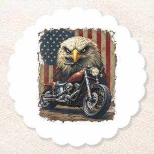 Motorcycle USA Flag Retro Biker Chopper Paper Coaster