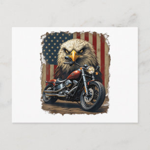 Motorcycle USA Flag Retro Biker Chopper Postcard