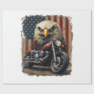 Motorcycle USA Flag Retro Biker Chopper Wrapping Paper