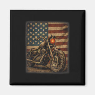 Motorcycle Usa Flag Retro Biker Shirt Men & Wo Magnet