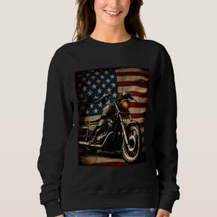 Motorcycle USA Flag Retro Biker Sweatshirt