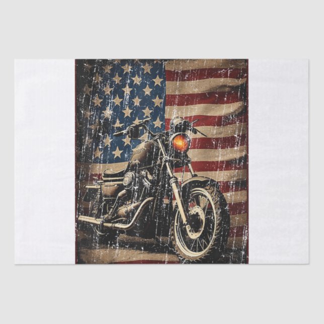 Motorcycle USA Flag Retro Biker Tissue Paper (Front)