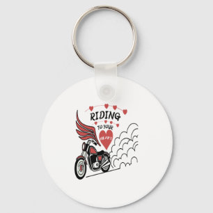 Motorcycle Valentine Key Ring