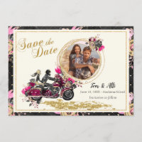 Motorcycle Wedding Photo Save the Date