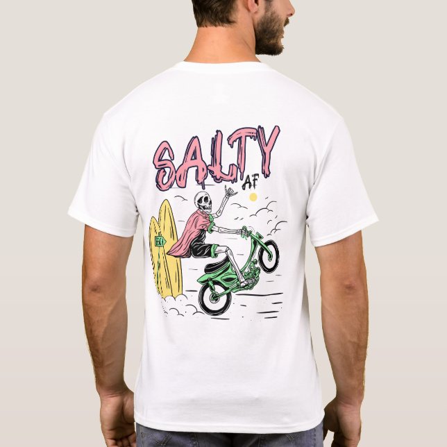 Motorcycle Wheely by Salty AF T-Shirt (Back)