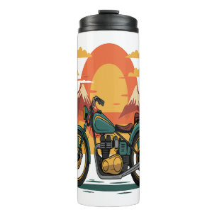 Motorcycle with USA Flag, 4th July Thermal Tumbler
