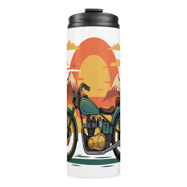 Motorcycle with USA Flag, 4th July Thermal Tumbler (Front)
