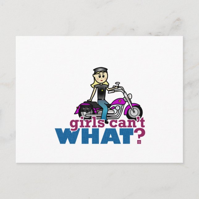 Motorcycle Woman Postcard (Front)