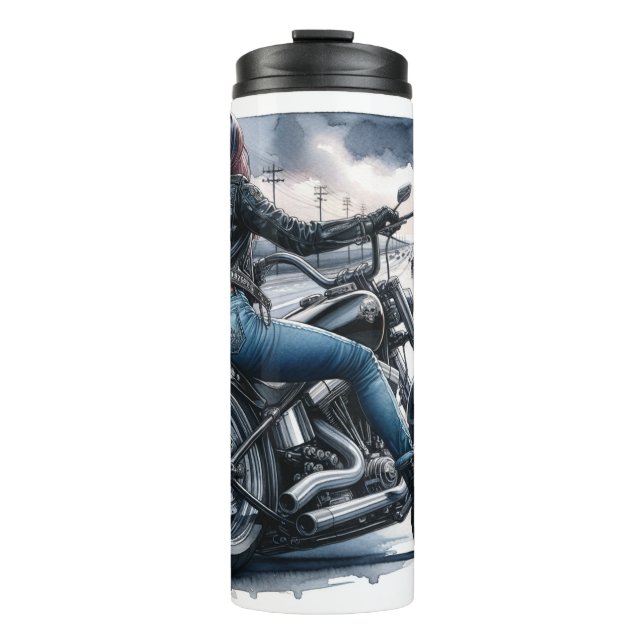 Motorcycle Woman  Thermal Tumbler (Front)
