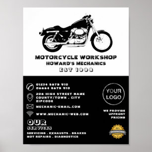 Motorcycle Workshop, Mechanic & Repair Advertising Poster
